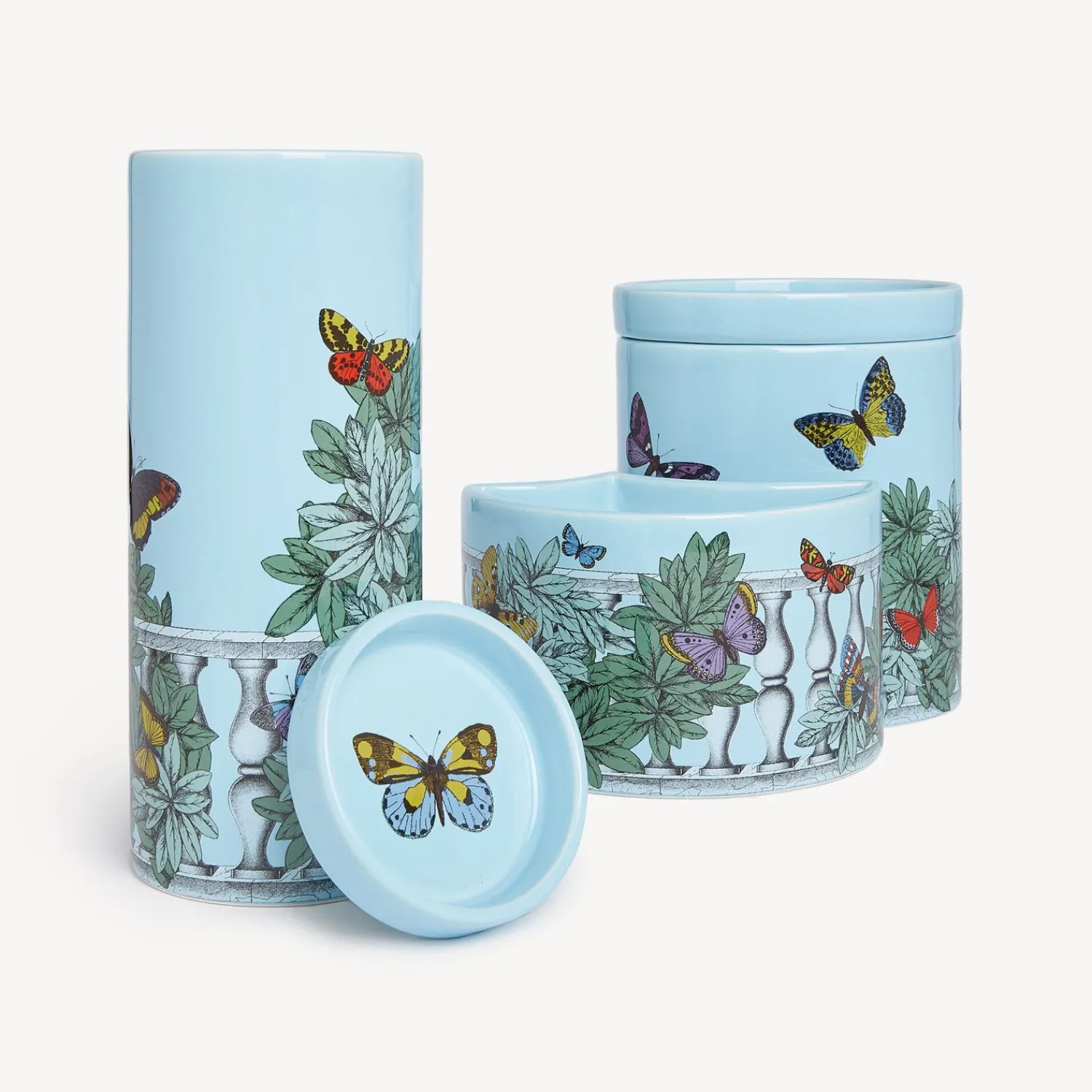 Clearance Nel Mentre Set Di Tre Candele Profumate - Decoro Farfalle E Balaustra - Fragranza Giardino Segreto Candele Profumate